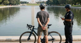 Cyclist handcuffed at Reflecting Pool as National Guard deployed
