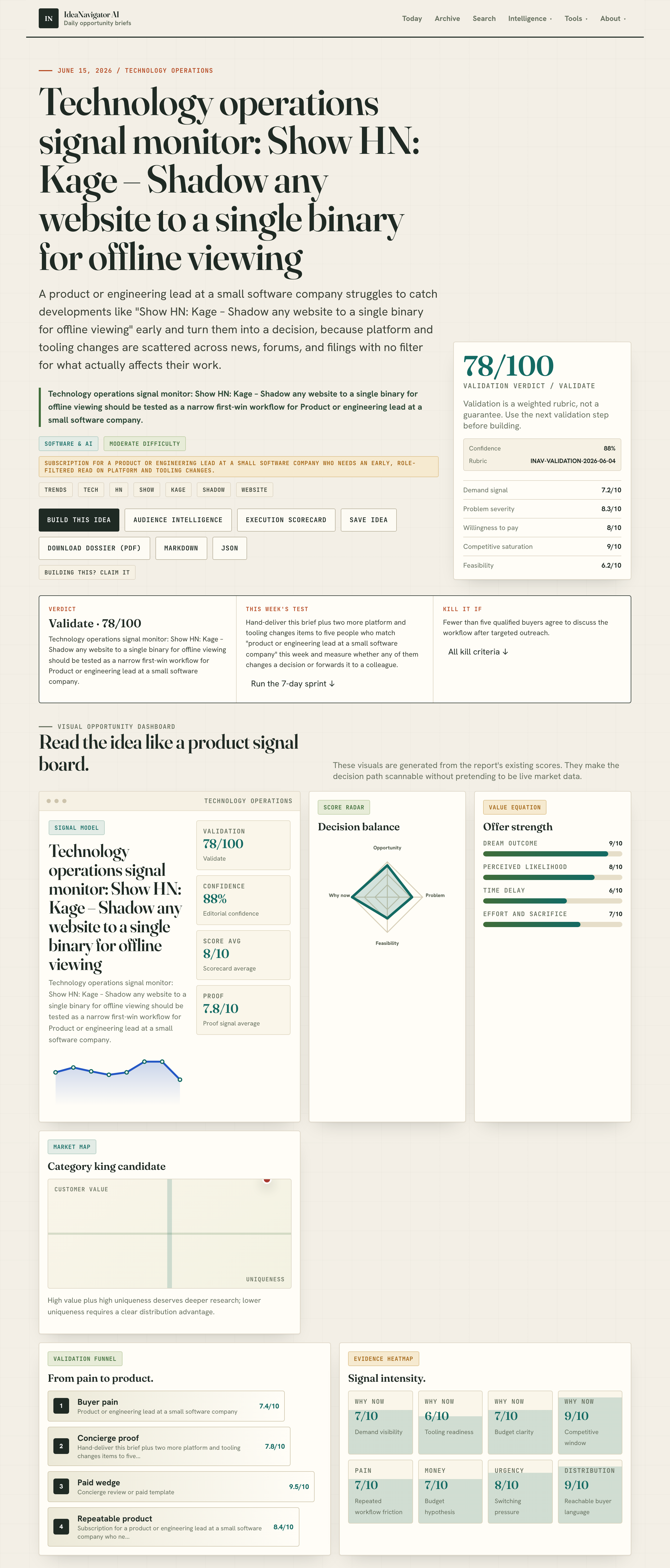 Technology operations signal monitor: Show HN: Kage – Shadow any website to a single binary for offline viewing